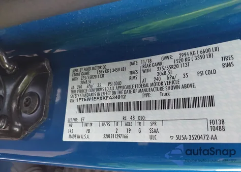 2019 Ford F-150 Xlt from USA, damaged, VIN 1FTEW1EPXKFA34012